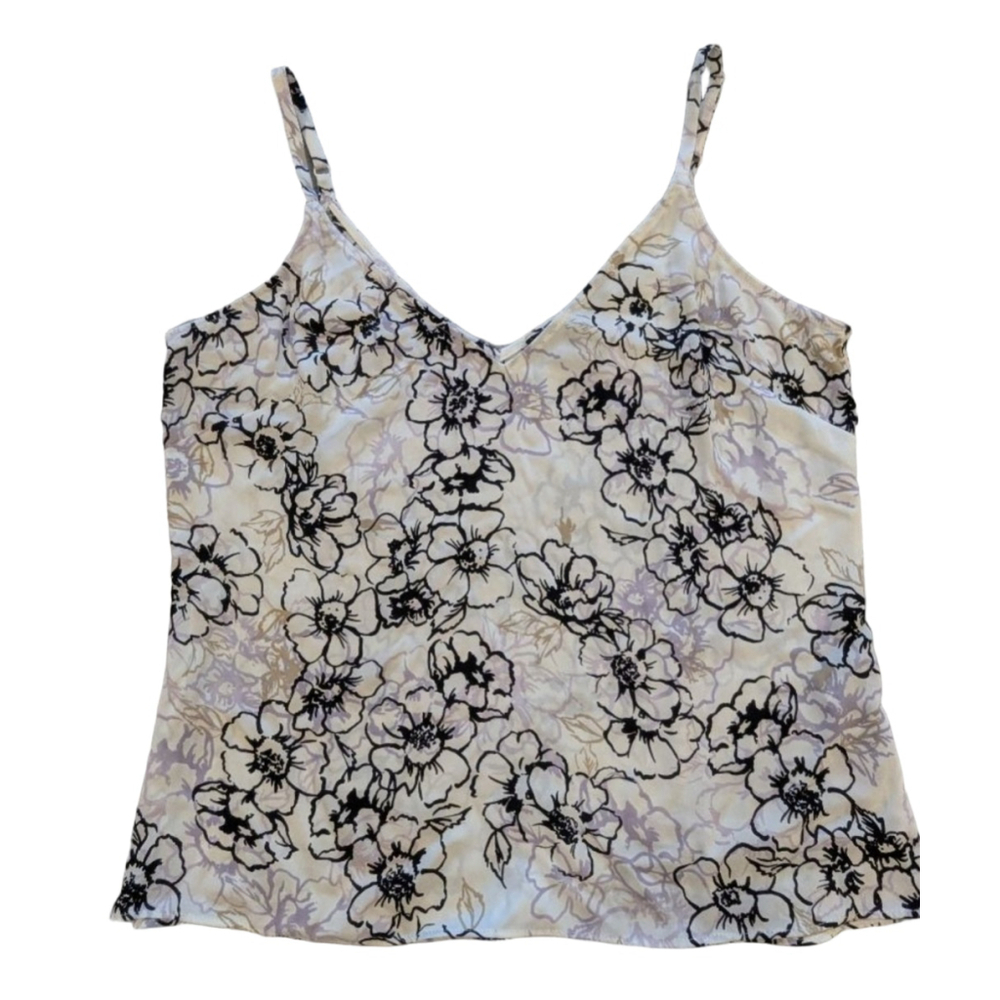 Women's WHITE HOUSE BLACK MARKET White Floral Camisole M Adj Straps